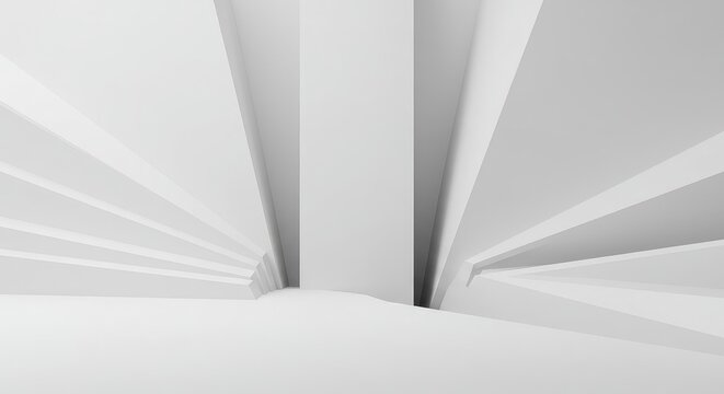 Abstract pristine white surface disappearing into an infinite void, creating a subtle visual paradox of depth and nothingness in a minimal setting, smooth, empty, depth