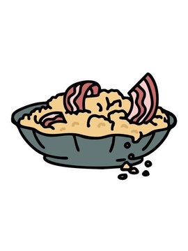 jiggle motion animation of traditional brazilian farofa bacon and breadcrumbs