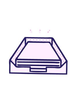vibrating motion animation of comic book style cartoon of a paper stack in tray