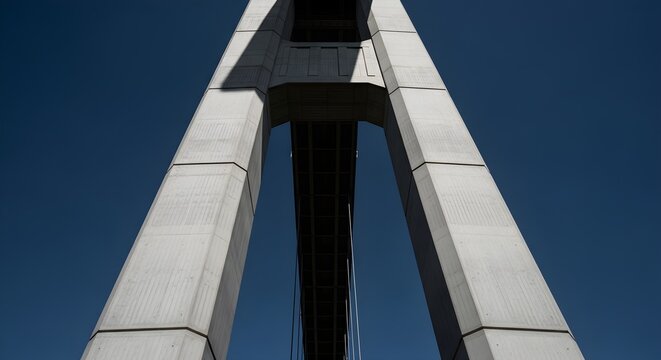 Concrete Bridge Structure Against Clear Blue Sky