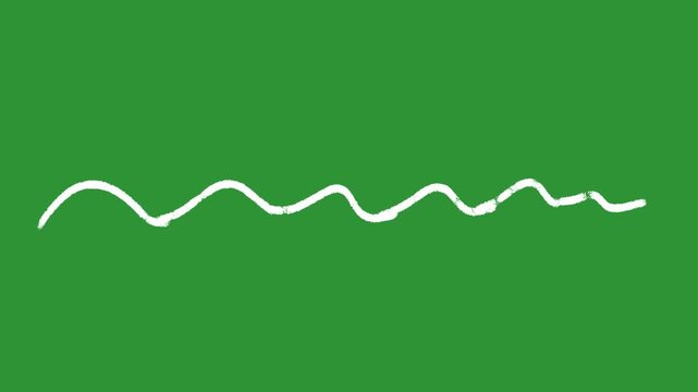 Hand-Drawn White Wavy Line Crayon Style video | Animated Hand-Drawn Underline Zigzag Squiggle hand drawn animation | Flowing Motion Line animation on green screen