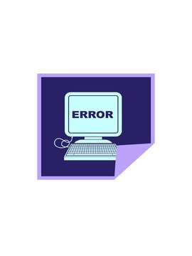 jumping motion animation of computer error vector illustration square peeling sticker
