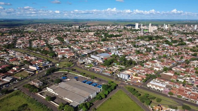 Aerial Panoramic View of Ourinhos Cityscape and Residential Neighborhoods Brazil 4K