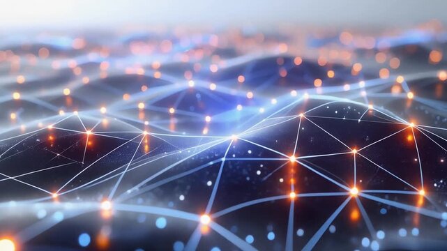Abstract digital network connection with glowing points and futuristic technology background