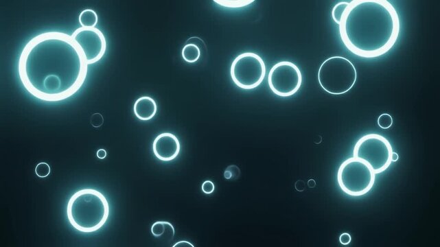 デジタルバブルのように上へ浮かぶ柔らかな光のオーブ