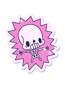 glitter effect animation of sticker cartoon illustration kawaii electrocuted skeleton