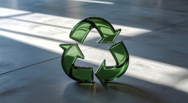 Emerald Glass Recycle Insignia for Corporate ESG Reports