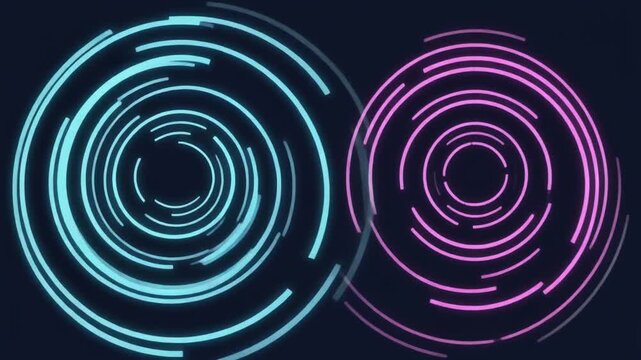 拡大とフェードを繰り返すミニマルなHUDサークルの未来的インターフェース