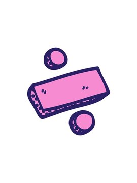 spinning motion animation of cartoon doodle divide symbol