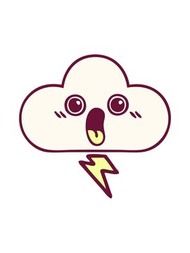 splitting motion animation of cute cartoon of a storm cloud in bright glow color
