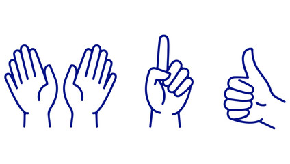 Obraz premium A collection of hand gestures depicted in simple blue line drawings