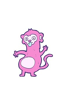 horizontally vibrating animation of funny cartoon monkey