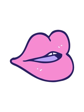 splitting motion animation of hand drawn doodle style cartoon red lips