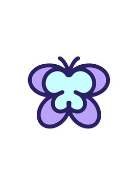 splitting effect animation of simple bright cartoon of a butterfly