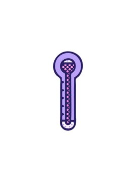 starburst effect animation of comic book style cartoon of a glass thermometer