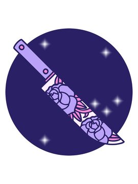 glitter effect animation of iconic tattoo style image of a dagger and flowers