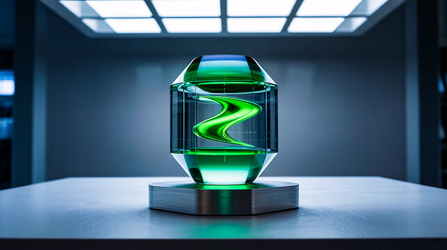3D Green Energy Core for Futuristic Tech and Power Branding