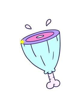 twinkling stars effect animation of cartoon doodle of a joint of ham
