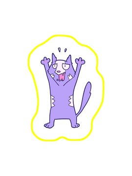 radioactive glowing animation of cartoon panicking cat