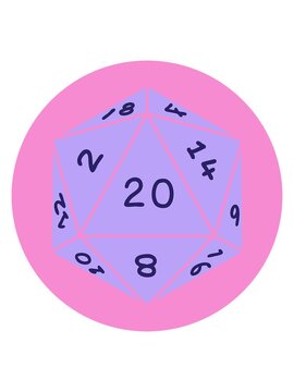 pixelize effect animation of iconic tattoo style image of a d20 dice