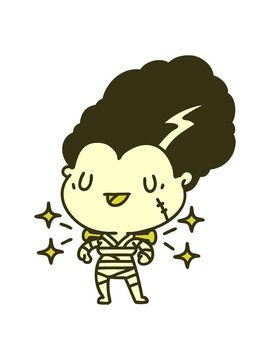 changing color animation of a illustration of a traditional tattoo style undead zombie bride character