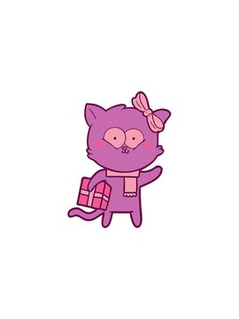 pressure popping animation of cartoon of a neon cat