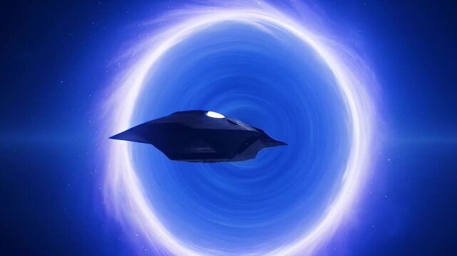 Abstract blue light ring with flare effect against a dark background