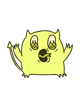 changing color animation of freehand drawn cartoon of cute kawaii red demon