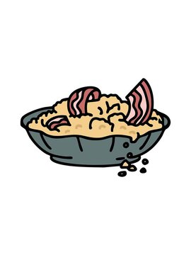 splitting motion animation of traditional brazilian farofa bacon and breadcrumbs