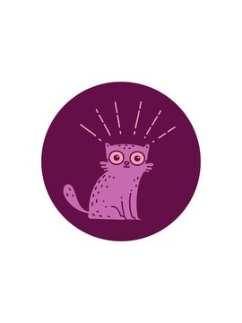 pressure popping animation of icon of a tattoo style surprised cat