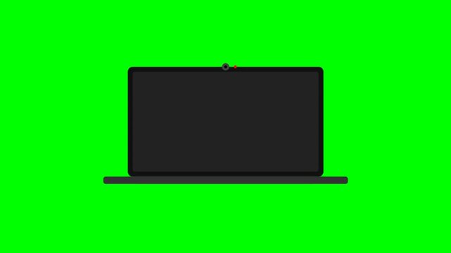Laptop with Blinking Webcam Recording Light Flat Animation