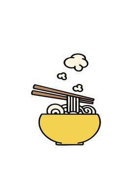 bobbing motion animation of large steaming hot bowl of noodles