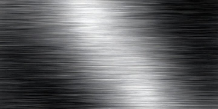 Brushed metal texture background with horizontal lines, industrial steel surface, modern metallic gradient and abstract silver pattern design