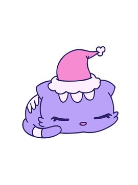 spinning motion animation of hand drawn christmas of kawaii cat