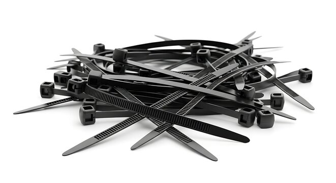 A tangled pile of sharp metal nails and spikes on a white background