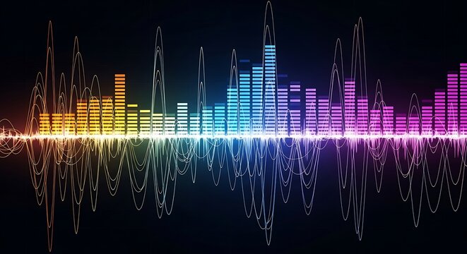 Colorful Sound Waves Visualizing Audio Frequency Spectrum.