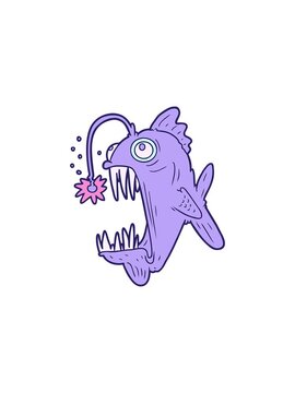 sales flash animation of cartoon lantern fish