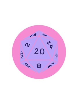 starburst effect animation of iconic tattoo style image of a d20 dice