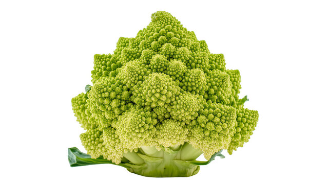 Isolated fresh green Romanesco broccoli or cauliflower, healthy organic vegetable food