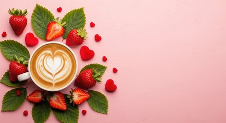 Celebrate father's day with love coffee and fresh strawberries