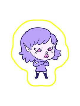 radioactive glowing animation of cartoon elf girl design