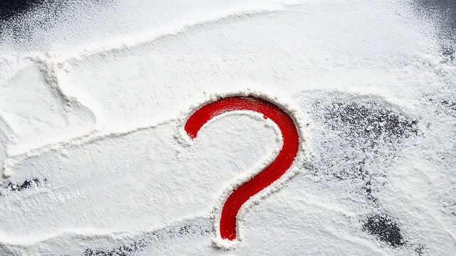 Red question mark on textured surface symbolizing urgent inquiry and confusion