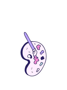 rise and float animation of hand drawn quirky cartoon art pallette