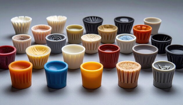 Diverse Collection of Dental Prophy Polishing Cups in Various Colors and Textures for Oral Hygiene Procedures