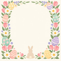 Obraz premium Elegant Easter Floral Frame With Eggs and Spring Flowers Border