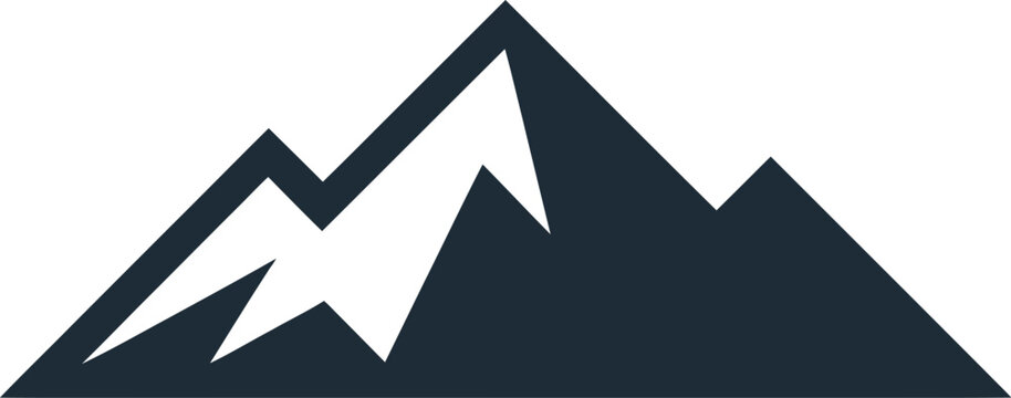 Graphic mountain icon for outdoor adventure, travel, and nature designs