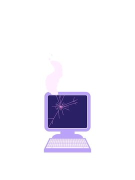 stretching up animation of broken computer graphic vector illustration icon