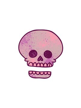 pressure popping animation of hand drawn textured cartoon doodle of a skull head