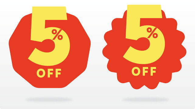 5% shape, sale, store, retail, off, special, offer, sticker, tag, banner, percent, commerce, business. Market, discount, price, value, ads, set, icon, vector