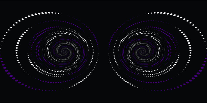 Vector dotted speed lines in vortex form. Geometric art. Segmented circle. Arc lines.